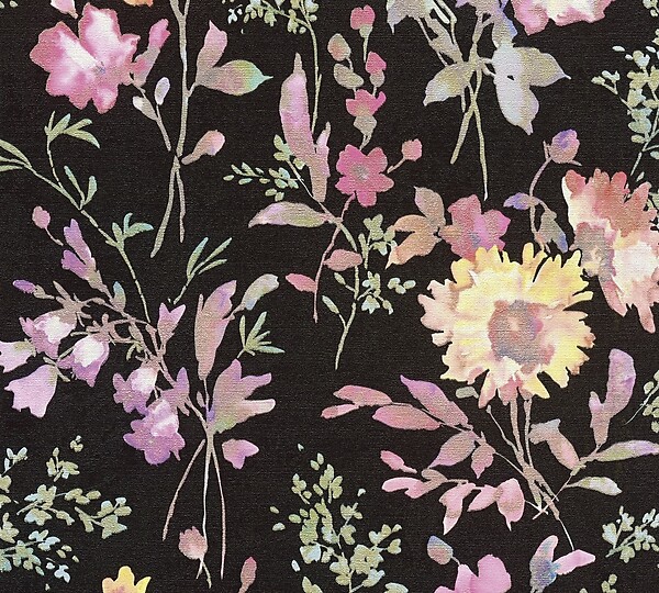 AS CREATION - Papier peint intissé floral fond noir - 10,05m x 0,53m - large