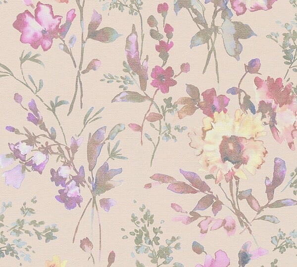 AS CREATION - Papier peint floral Cosmoliving - Rose - L.0,53xl.10,05m - large