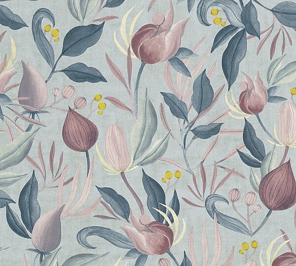 AS CREATION - Papier peint intissé Still Bloom - Bleu ciel - 0,53x10,05m - large
