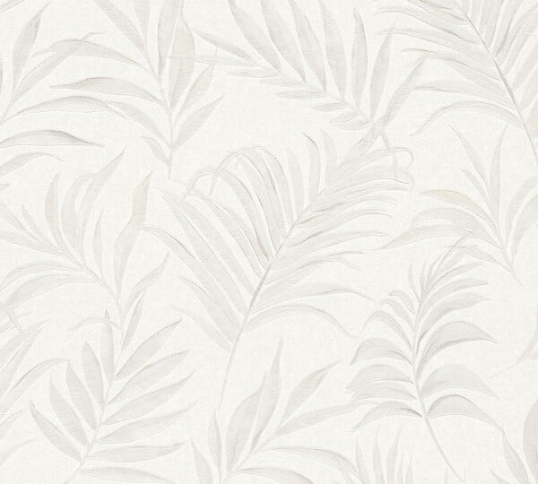 AS CREATION - Papier peint vinyle intissé Palmettes blanc - L.10.05x0.53m - large