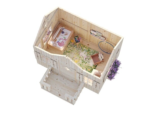PALMAKO - Cabane jeux épicéa Jennie - Marron - L.233xH.220xP.227.5cm - large