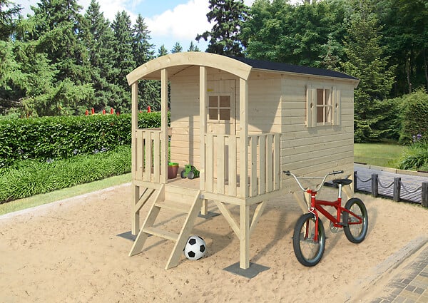 PALMAKO - Cabane jeux pilotis bois Huck - L.198xH.225xP.325cm - large