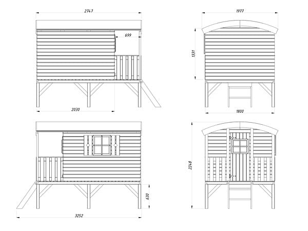 PALMAKO - Cabane jeux pilotis bois Huck - L.198xH.225xP.325cm - large