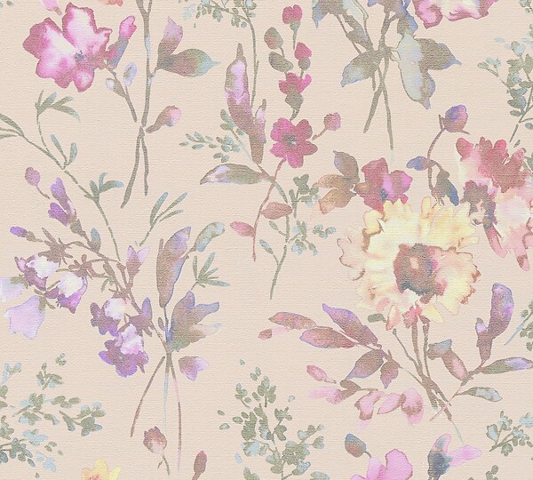 AS CREATION - Papier peint floral Cosmoliving - Rose - L.0,53xl.10,05m - large