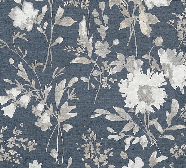 AS CREATION - Pv/int bouquet fond bleu - large