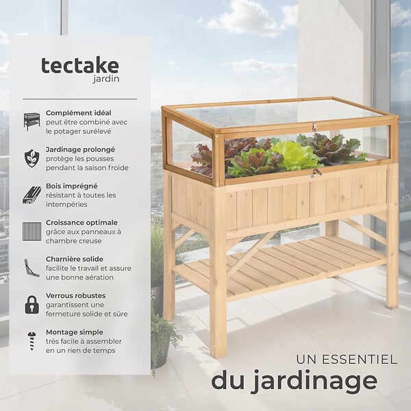 TECTAKE - Serre Châssis de Jardin pour Carré Potager 115 x 53 x 34 cm marron - large