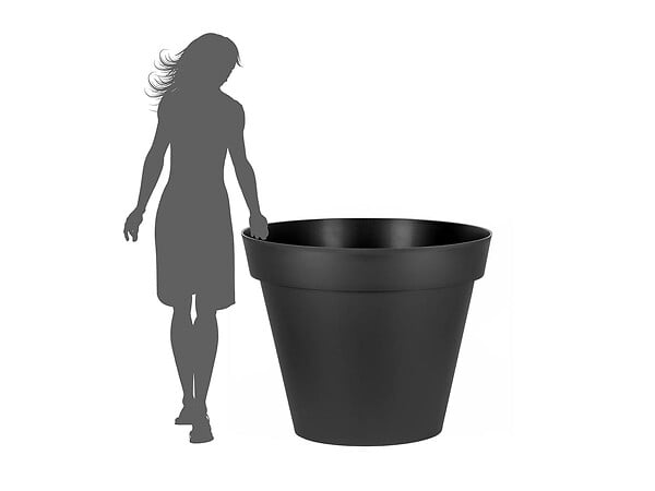 EDA - Lot de 2 Pots de fleur rond Toscane Ø 100 x H.79 cm Anthracite - Eda - large