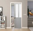 GD MENUISERIES - Porte Coulissante Atelier blanc vitre depoli H204 x L73 cm, Galandage - vignette