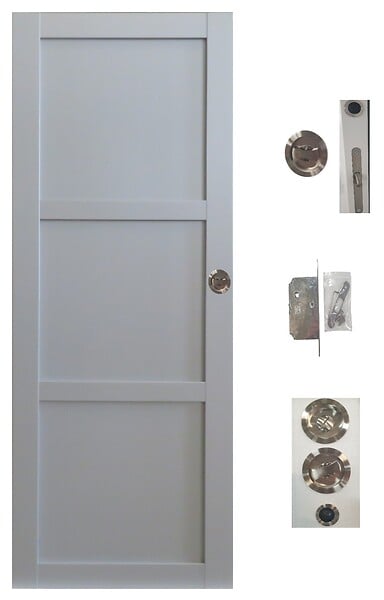 GD MENUISERIES - Porte Coulissante Greyria Gris 3 Panneaux Gris Clair H204 x L83 cm,Galandage - large