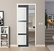GD MENUISERIES - Porte Coulissante Blakeria Vitrée Gris Anthr H204 x L83 cm, Galandage - vignette