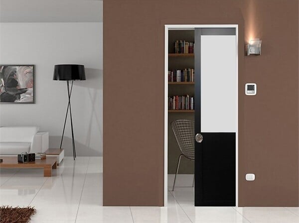 GD MENUISERIES - Porte Coulissante Athena Noir H204 x L83 cm, Galandage - large