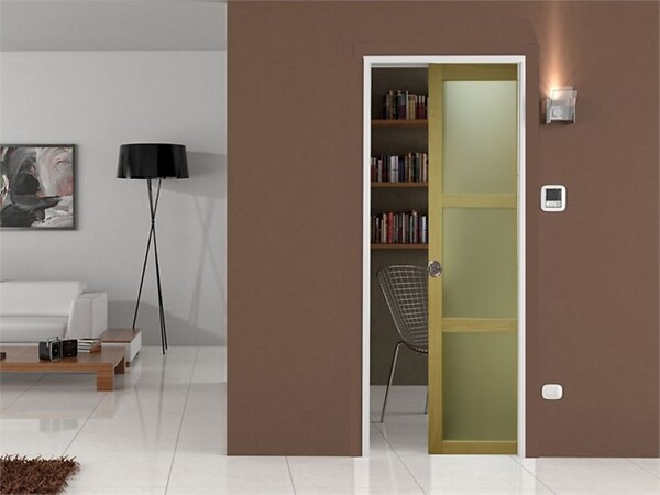 GD MENUISERIES - Porte Coulissante bois Ayous Vitrée H204 x L93 cm, Galandage - large