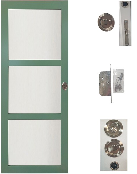 GD MENUISERIES - Porte Coulissante Vert Sauge RAL 6021 Vitrée H204 x L83 cm, Galandage - large