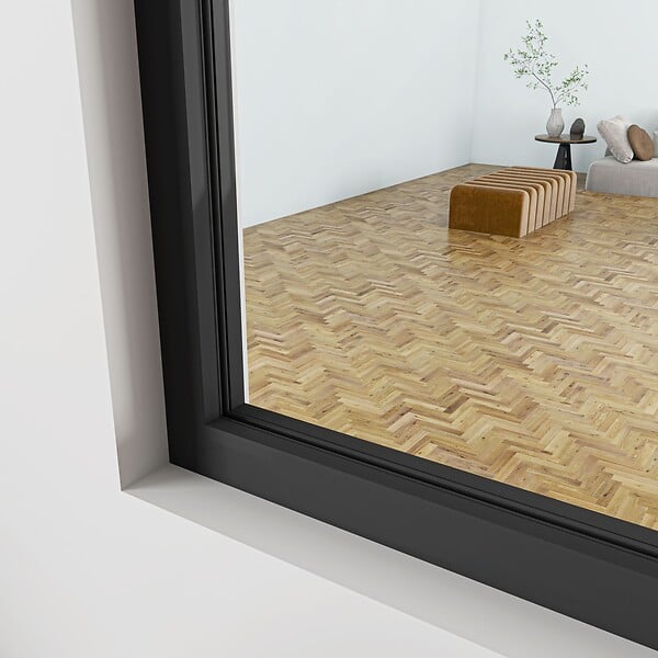 AICA SANITAIRE - Verrière intérieure aluminium noir mat 93x108cm 3 vitrage et carreaux verrière fixe kit de verrière - large