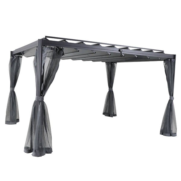 HESPERIDE - Moustiquaire pour pergola "Belize" à lattes 3x3,8m ardoise en polyester - large