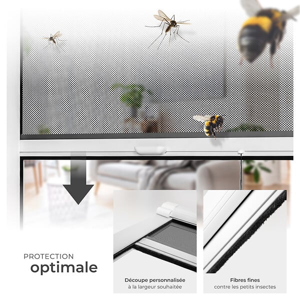 TECTAKE - Moustiquaire enroulable fenêtre store aluminium blanc 110x160cm filet fibre verre anti insectes protection UV rideau ajustable grille - large