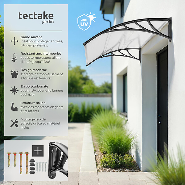 TECTAKE - Marquise blanc transparent - large