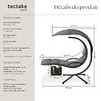 TECTAKE - Fauteuil suspendu en acier gris avec pare-soleil et poche latérale ergonomique 195 cm - vignette