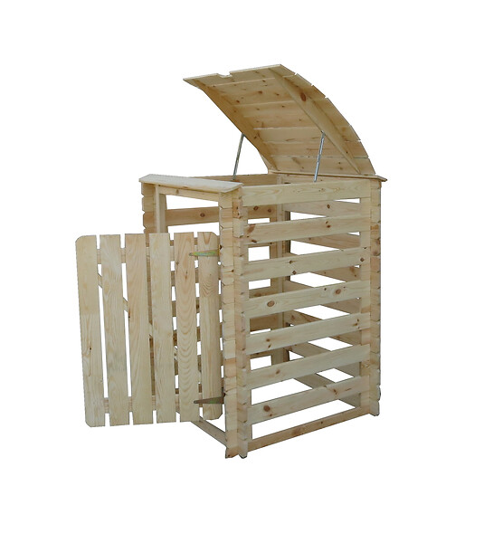 TIMBELA - TIMBELA M606 Cache Poubelle en Bois à Porte Verrouillables, 240 litres - large