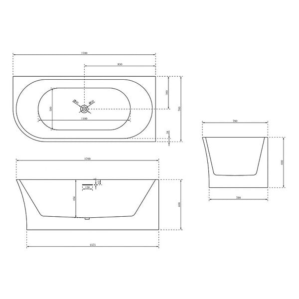 DISTRIBAIN - Baignoire îlot D-Sicilia Black - 1700 x 780 x 600 mm - large