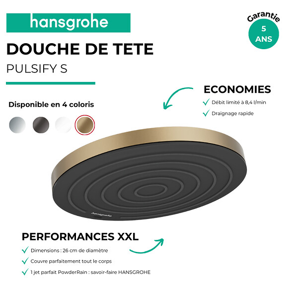 HANSGROHE - Douche de tête Pulsify S 260 EcoSmart Bronze brossé - large