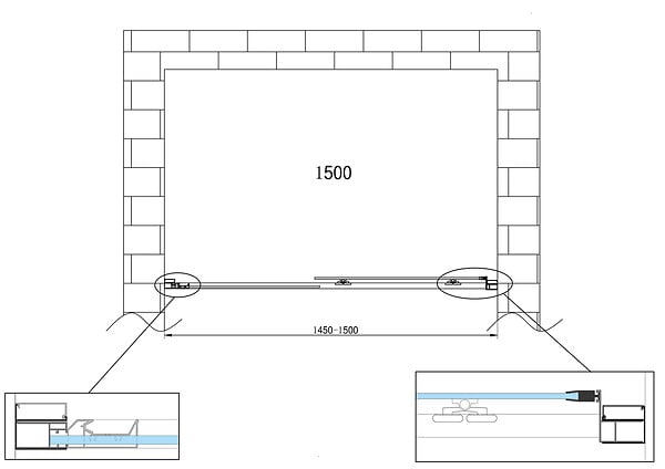 LANERI - Porte De Douche De 6 Mm Pour Installation En Niche H.190 Avec Overture Coulissante – 145-150 Cm - large