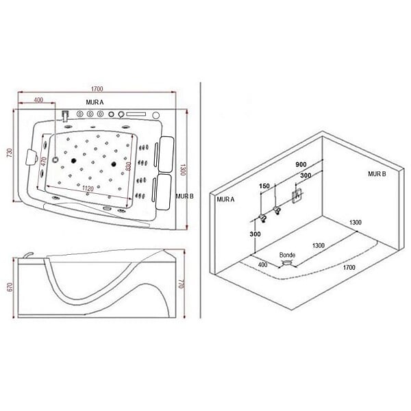 DISTRIBAIN - Baignoire balnéo G-Neptune 47 jets Whirlpool - large