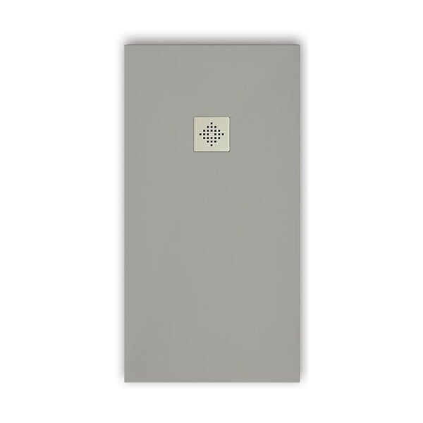 STANO - Receveur de douche 80 x 90 cm extra plat PURE en résine surface ardoisée gris Grille inox - large