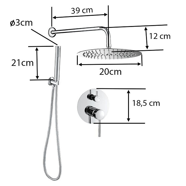 VALAZ - Kit de douche à encastrer TIKO noir mat - large