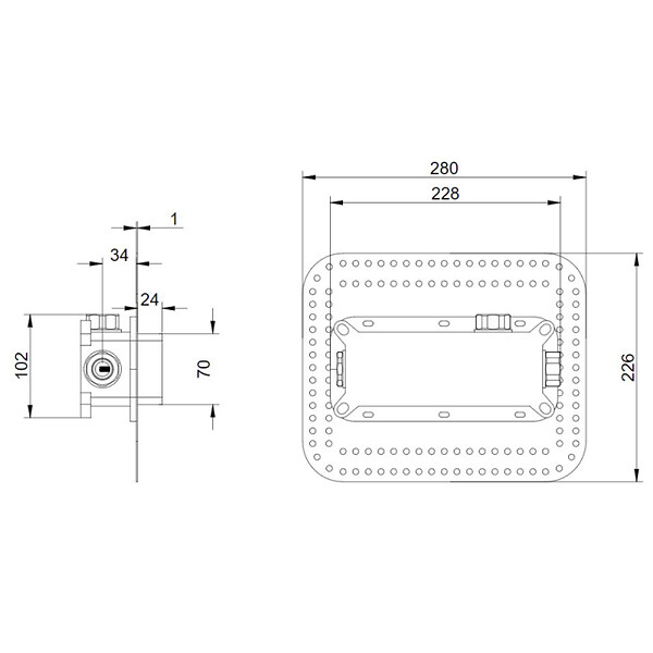 VILLEROY ET BOCH - Mitigeur lavabo mural  Architectura Square avec vidage Push Open Or brossé - large