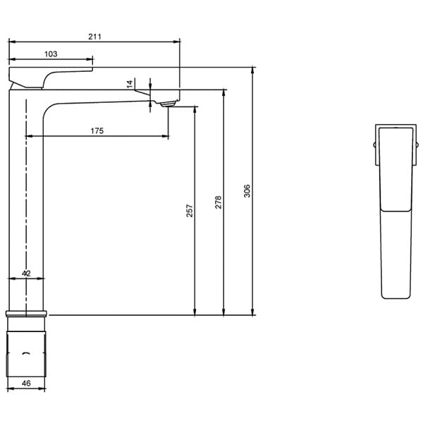 VILLEROY ET BOCH - Mitigeur lavabo surélevé  Architectura Square avec vidage Push Open Or brossé - large