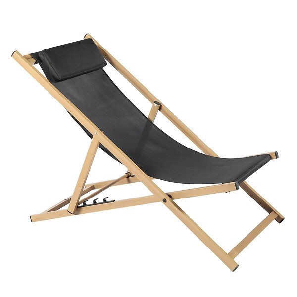 OVIALA - Lot de 2 chiliennes en aluminium inclinable 4 positions noir - Palaos - large