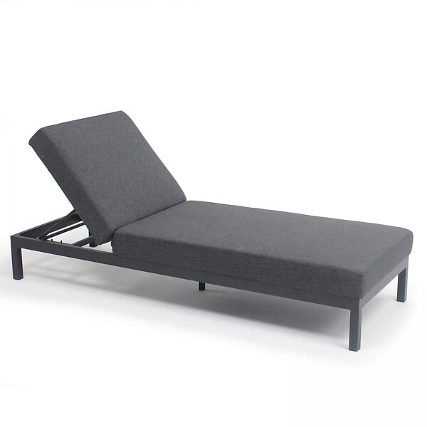 OVIALA - Lot de 2 bains de soleil inclinable en aluminium gris anthracite - Galapagos - large