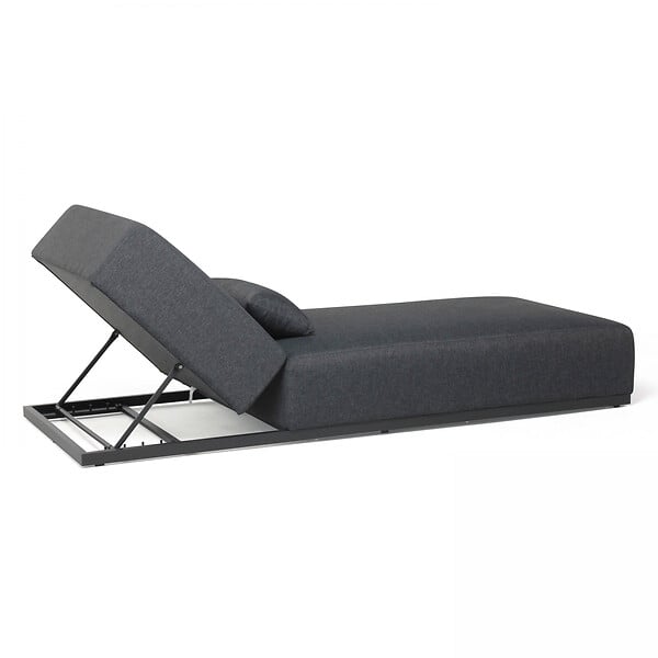 OVIALA - Bain de soleil avec coussin inclinable 5 positions gris - Havana - large