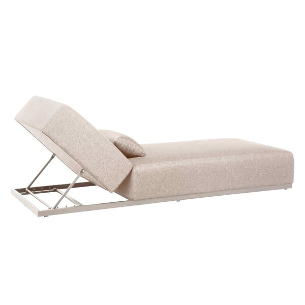 OVIALA - Bain de soleil avec coussin inclinable 5 positions beige - Havana - large