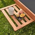 OVIALA - Lot de 2 bains de soleil avec coussin et tablette en bois noir - Goa - vignette