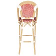OVIALA - Chaise haute de jardin en alumunium et rotin synthétique blanc + rouge - Belleville - vignette