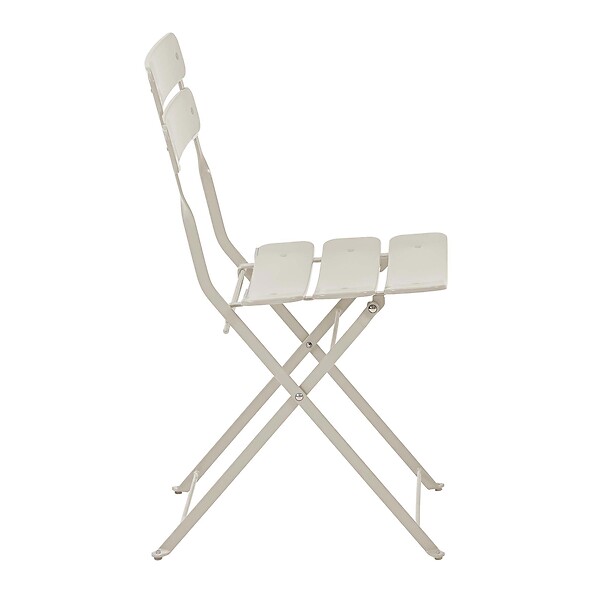 OVIALA - Lot de deux chaises pliantes en acier beige clair - Annecy - large