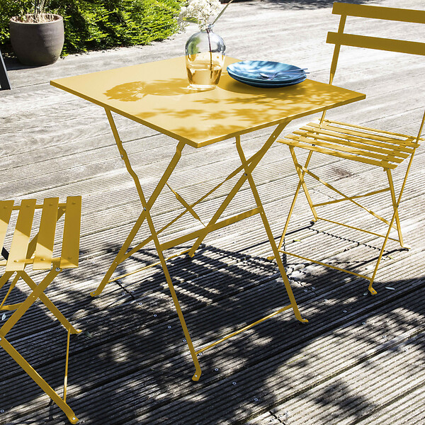 OVIALA - Lot de 2 chaises pliantes en acier jaune - Rome - large