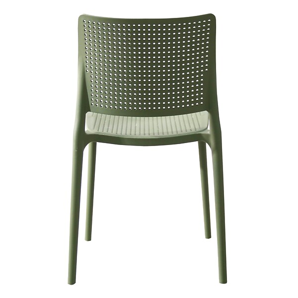 OVIALA - Chaise de terrasse ajourée en plastique vert cactus - Riga - large