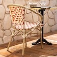 OVIALA - Fauteuil de terrasse bistrot parisien en aluminium et rotin rouge - Madeleine - vignette