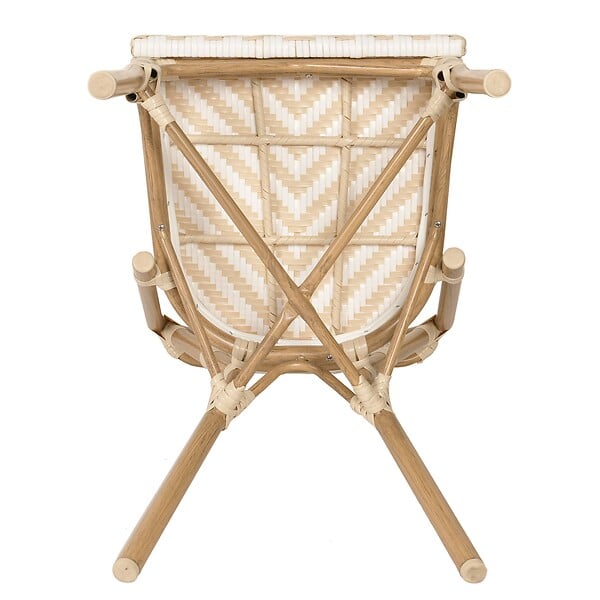 OVIALA - Chaise de terrasse style bistrot parisien en aluminium et rotin beige - Alma - large