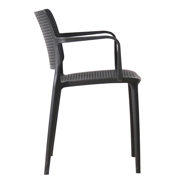 OVIALA - Lot de 4 chaises de terrasse en plastique noir - Riga - large
