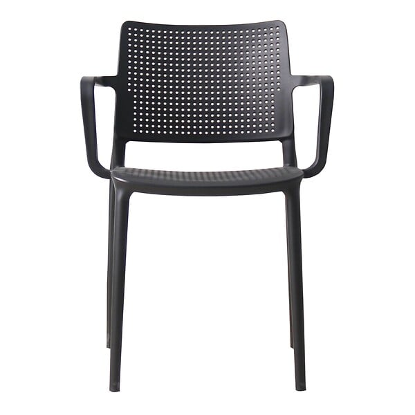 OVIALA - Lot de 4 chaises de terrasse en plastique noir - Riga - large