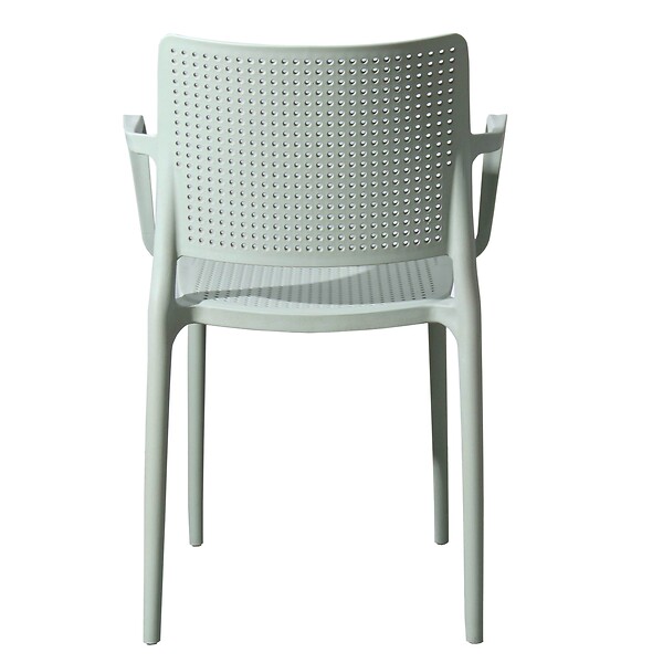 OVIALA - Lot de 4 chaises de terrasse en plastique vert sauge - Riga - large