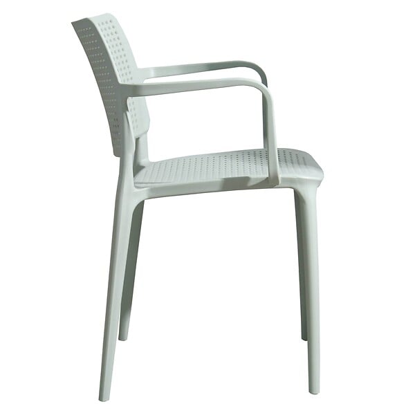 OVIALA - Lot de 4 chaises de terrasse en plastique vert sauge - Riga - large