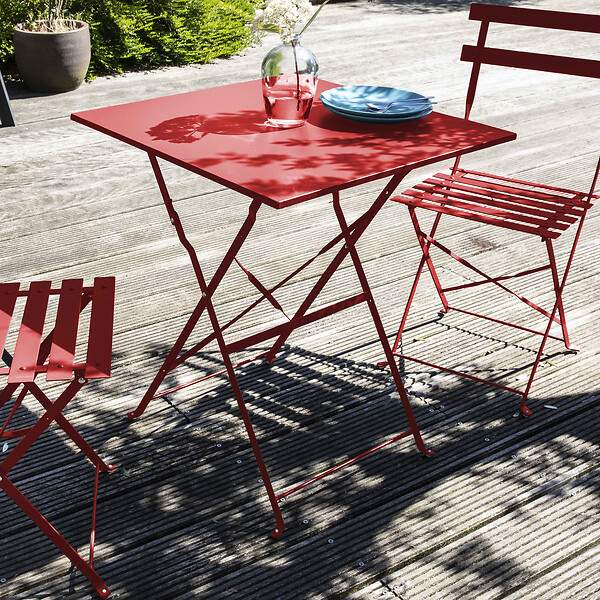 OVIALA - Lot de 2 chaises pliantes en acier rouges - Rome - large