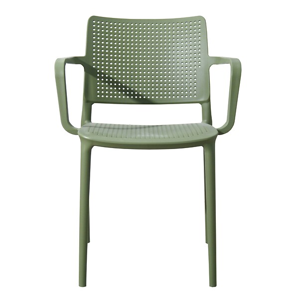 OVIALA - Lot de 4 chaises de terrasse en plastique vert cactus - Riga - large