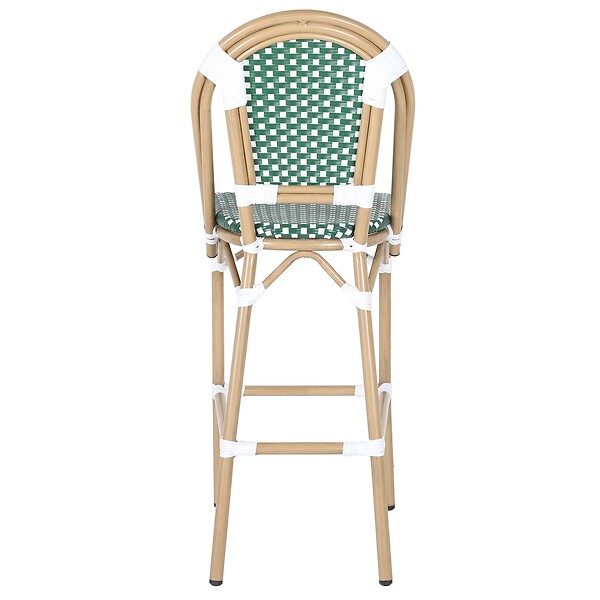 OVIALA - Chaise haute de jardin en alumunium et rotin synthétique blanc et vert - Belleville - large