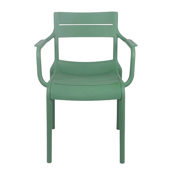 OVIALA - Lot de 4 fauteuils de terrasse en plastique vert sauge - Paname - large